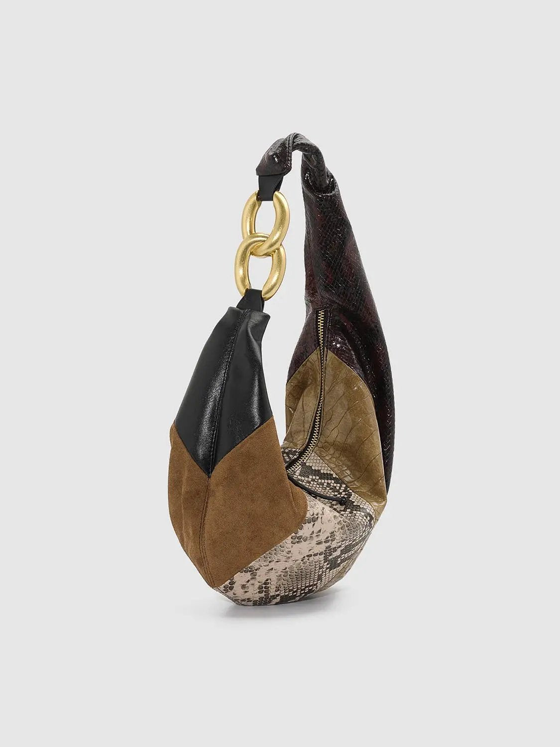 Patchwork Artificial Leather Shoulder Bag