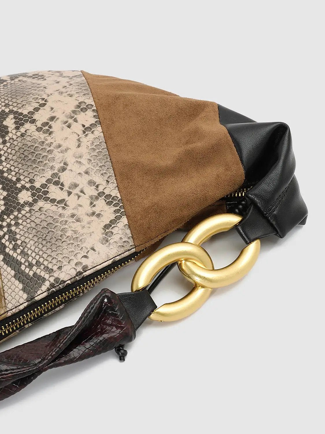Patchwork Artificial Leather Shoulder Bag