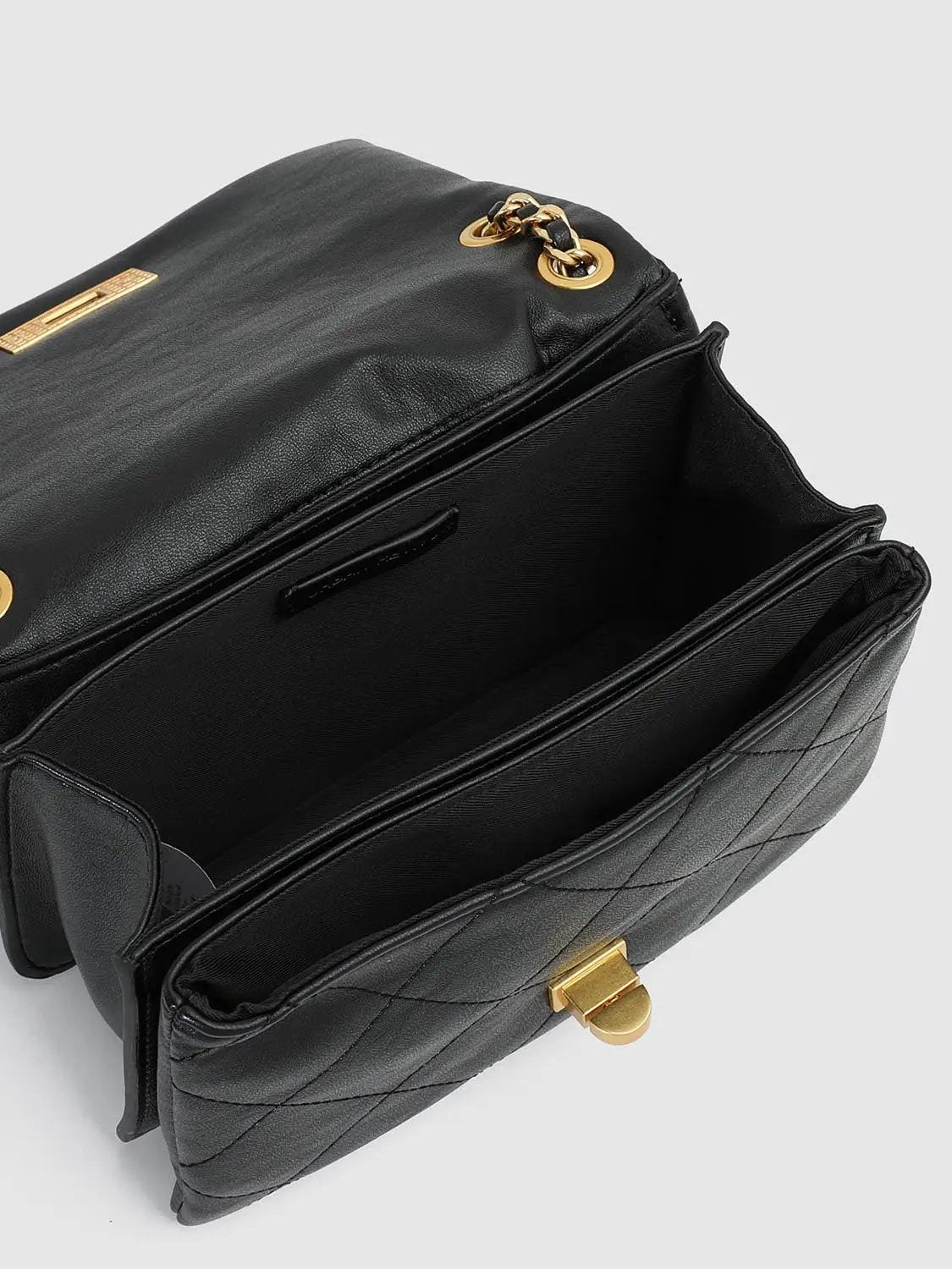 Quilted Artificial Leather Chain Shoulder Bag