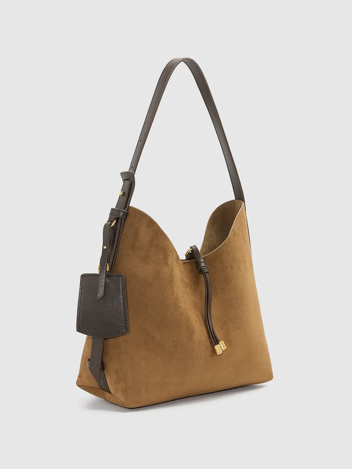 Medium Thickness Drawstring Textured Shoulder Bag With Long Strap