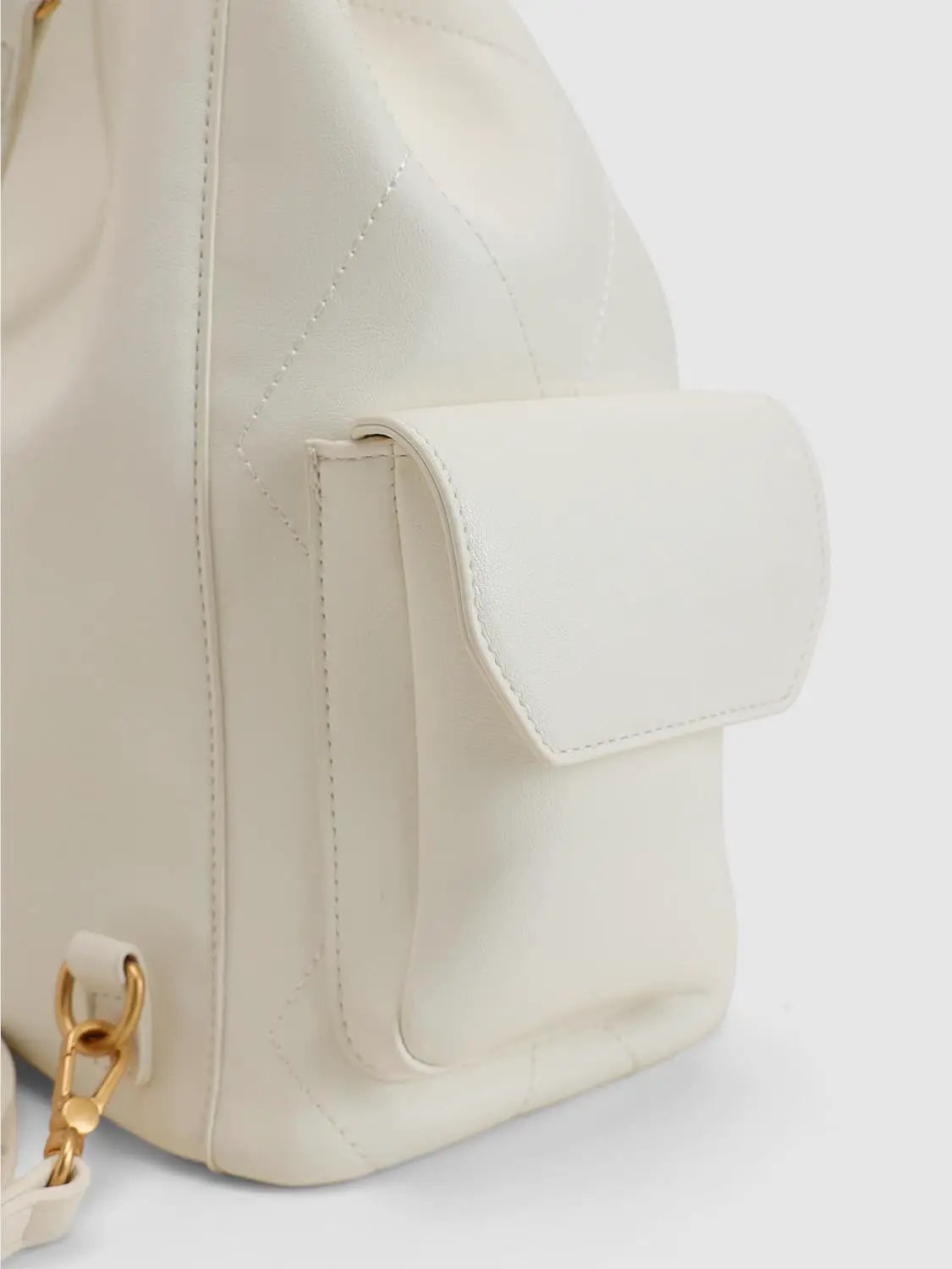 Quilted Drawstring Faux Leather Crossbody Bag