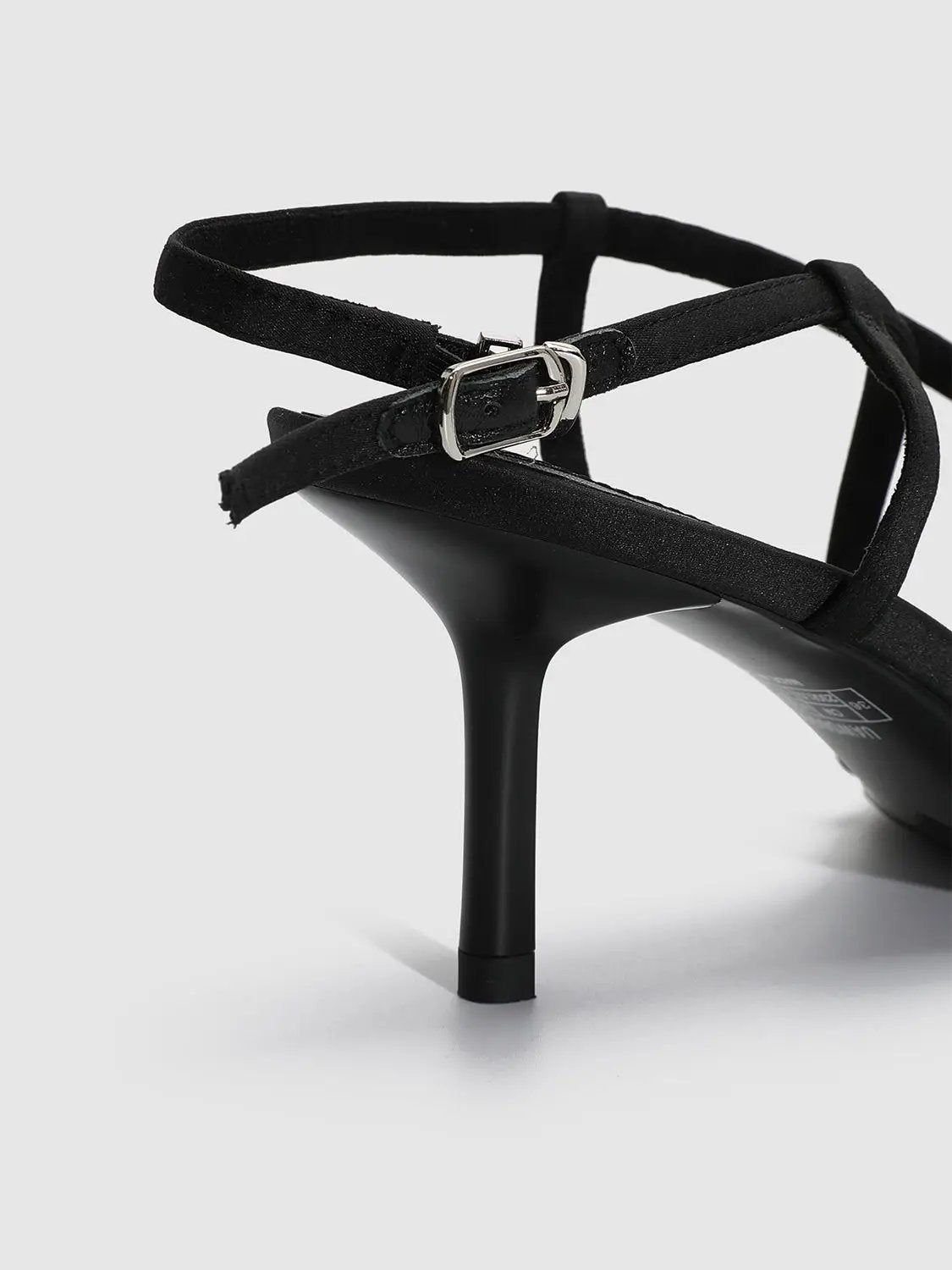 Square Toe Rhinestone Thin Strap Stiletto Heel Sandals