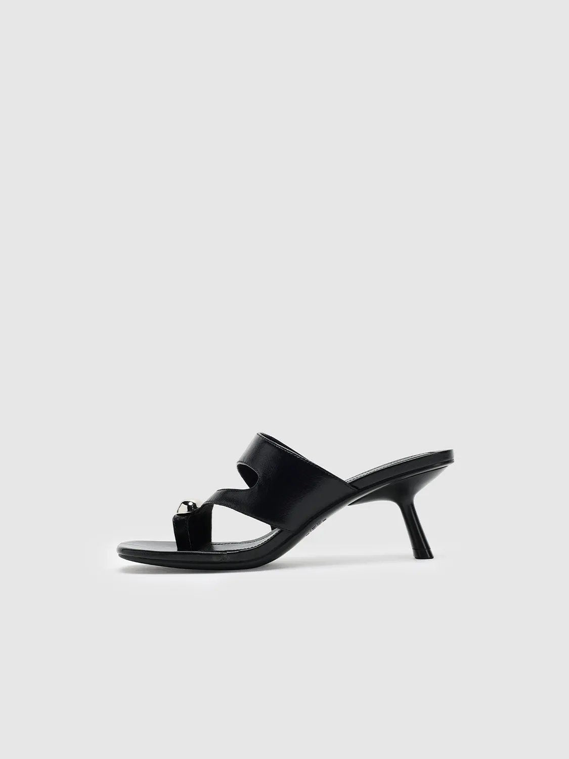 Square Toe Metal Ornament Strap Flat Slide Sandals