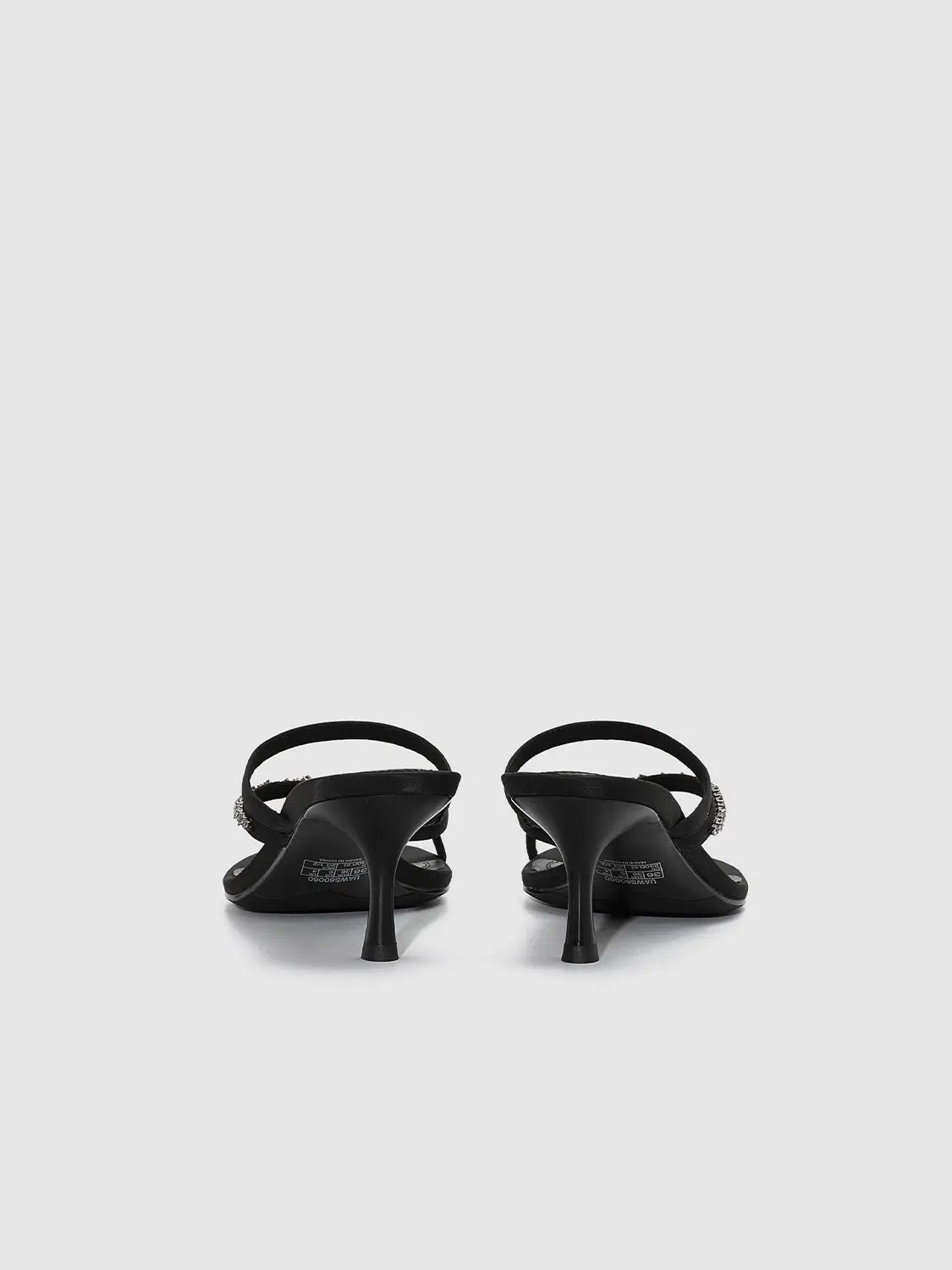 Thin Strap Square Toe Slip On Heeled Slippers
