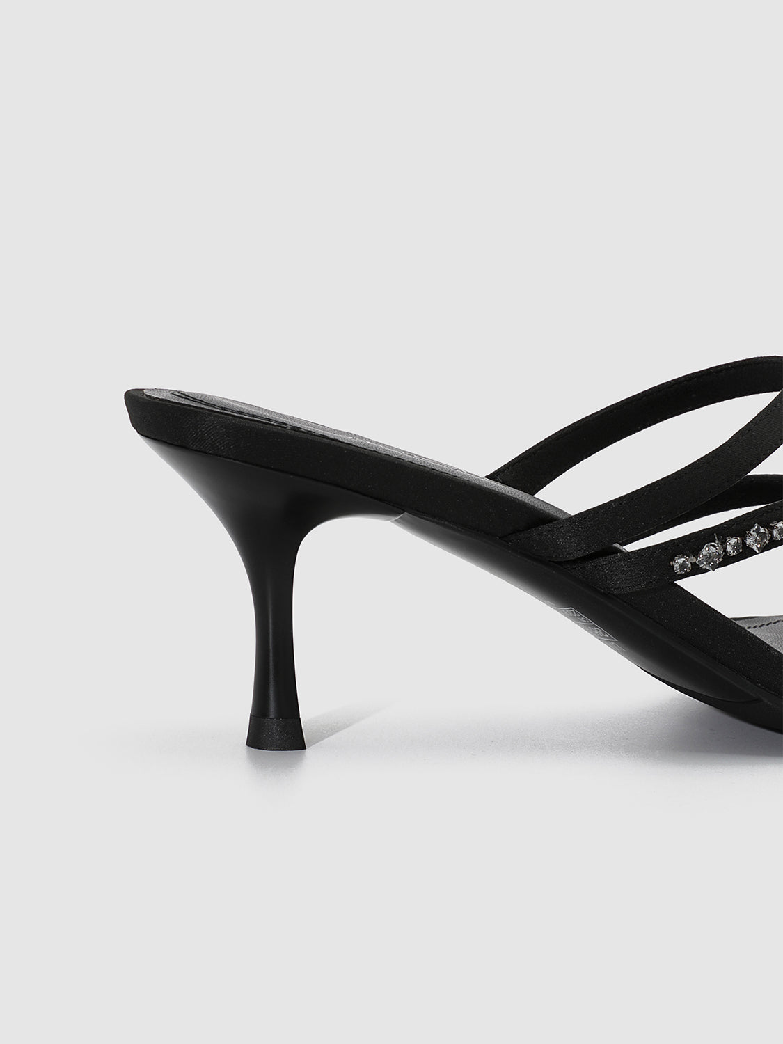 Thin Strap Square Toe Slip On Heeled Slippers