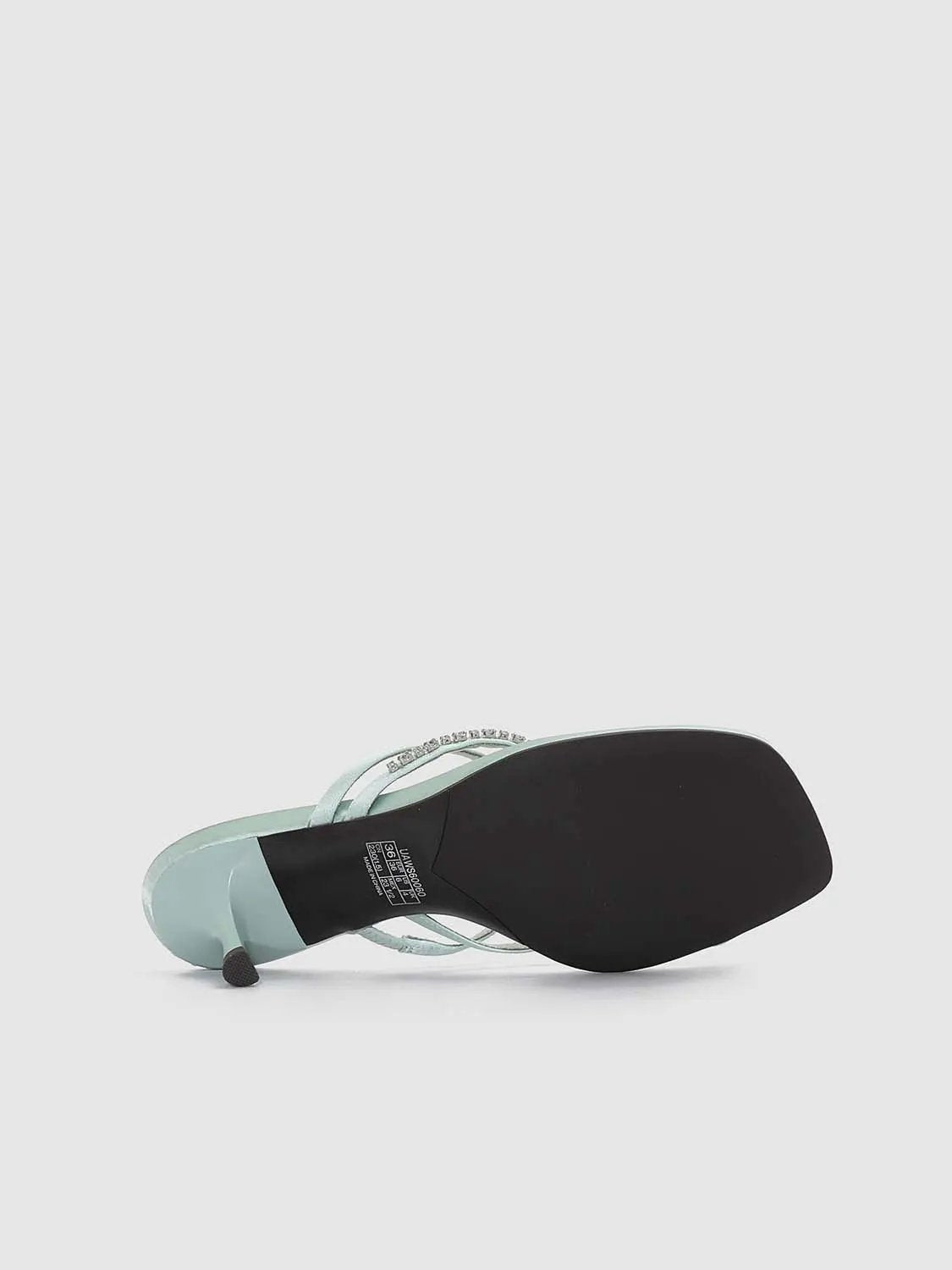 Thin Strap Square Toe Slip On Heeled Slippers