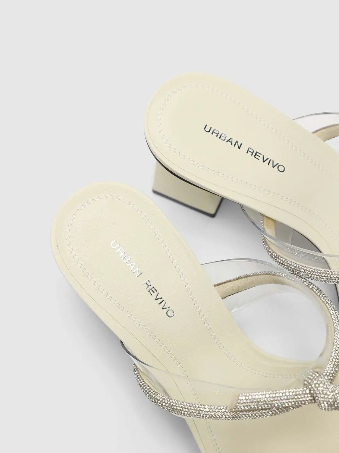 Crystal Embellished Strapped Block Heel Sandals