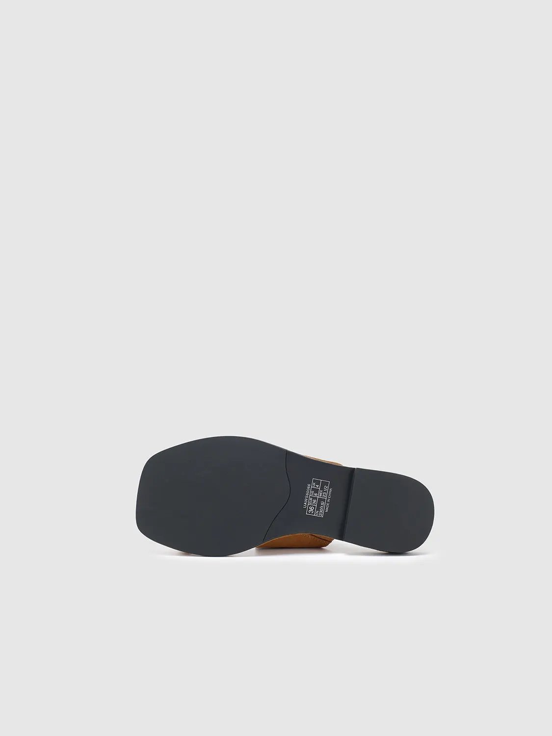 Square Toe Two-Tone Suede Metal Detail Slip On Flat Sandals