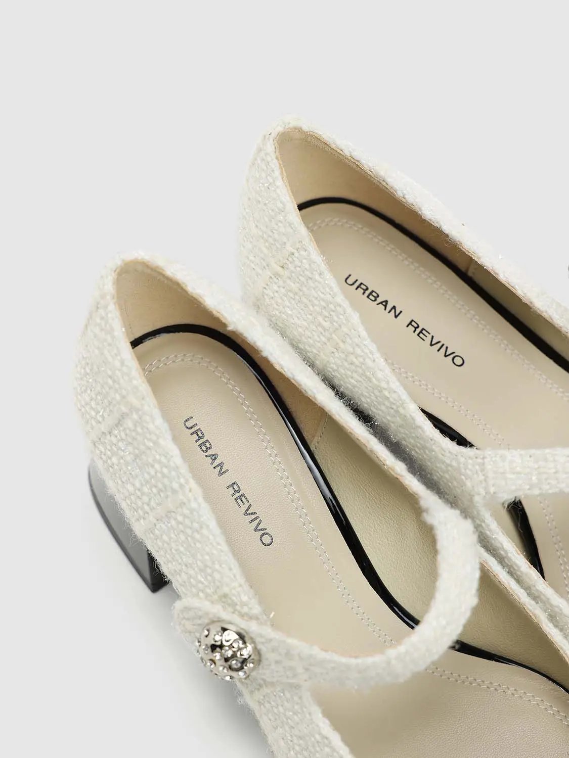 Textile Upper Patent Toe Cap Heeled Mary Jane Pumps