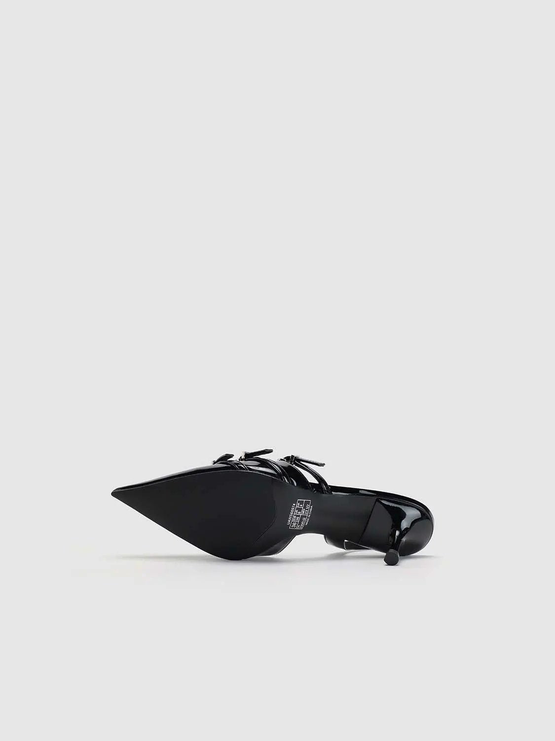 Patent Pointed Toe Buckle Strap Slingback Kitten Heels