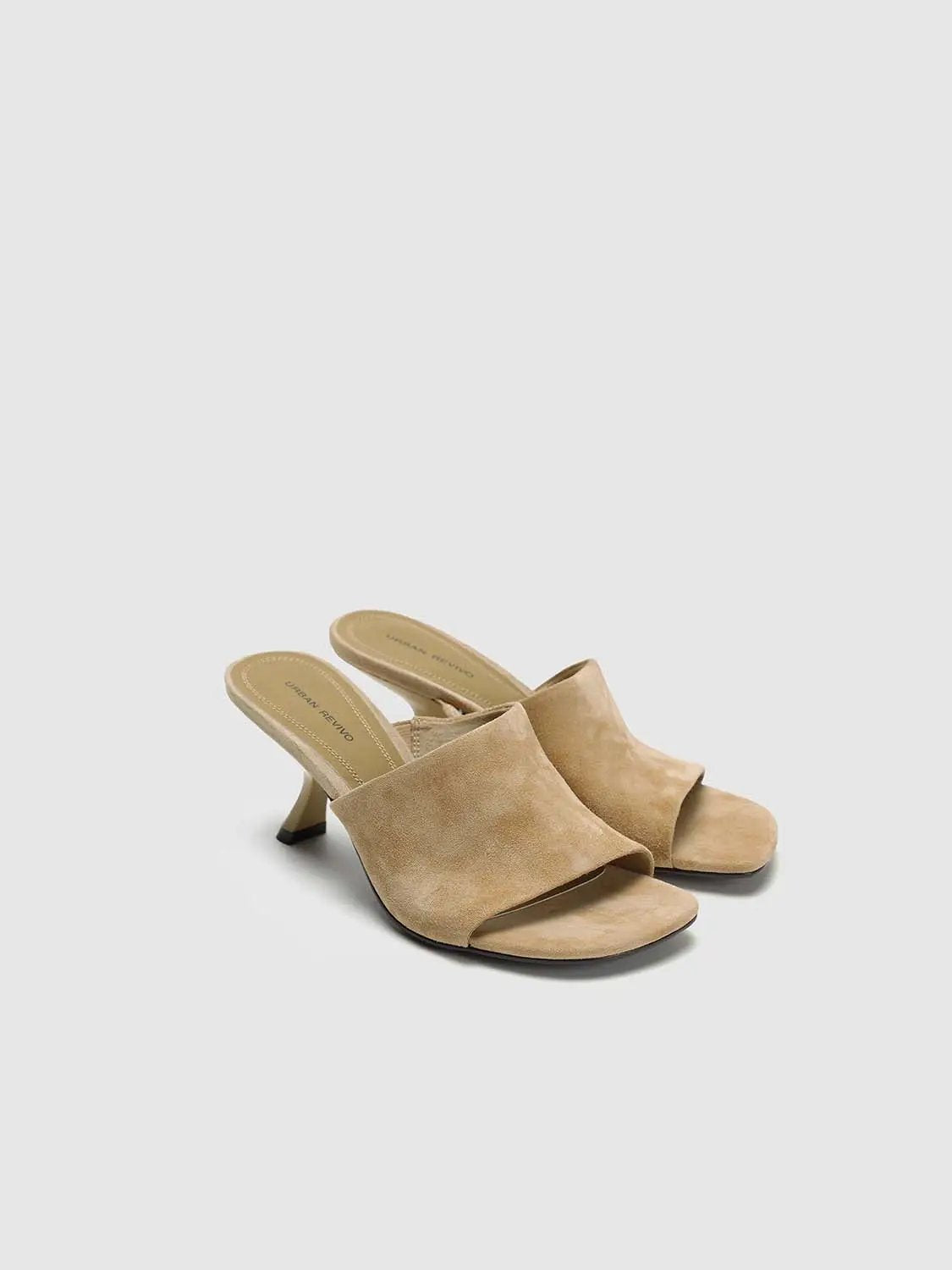 Suede Open Toe Thin Heel Slip On Mule Sandals
