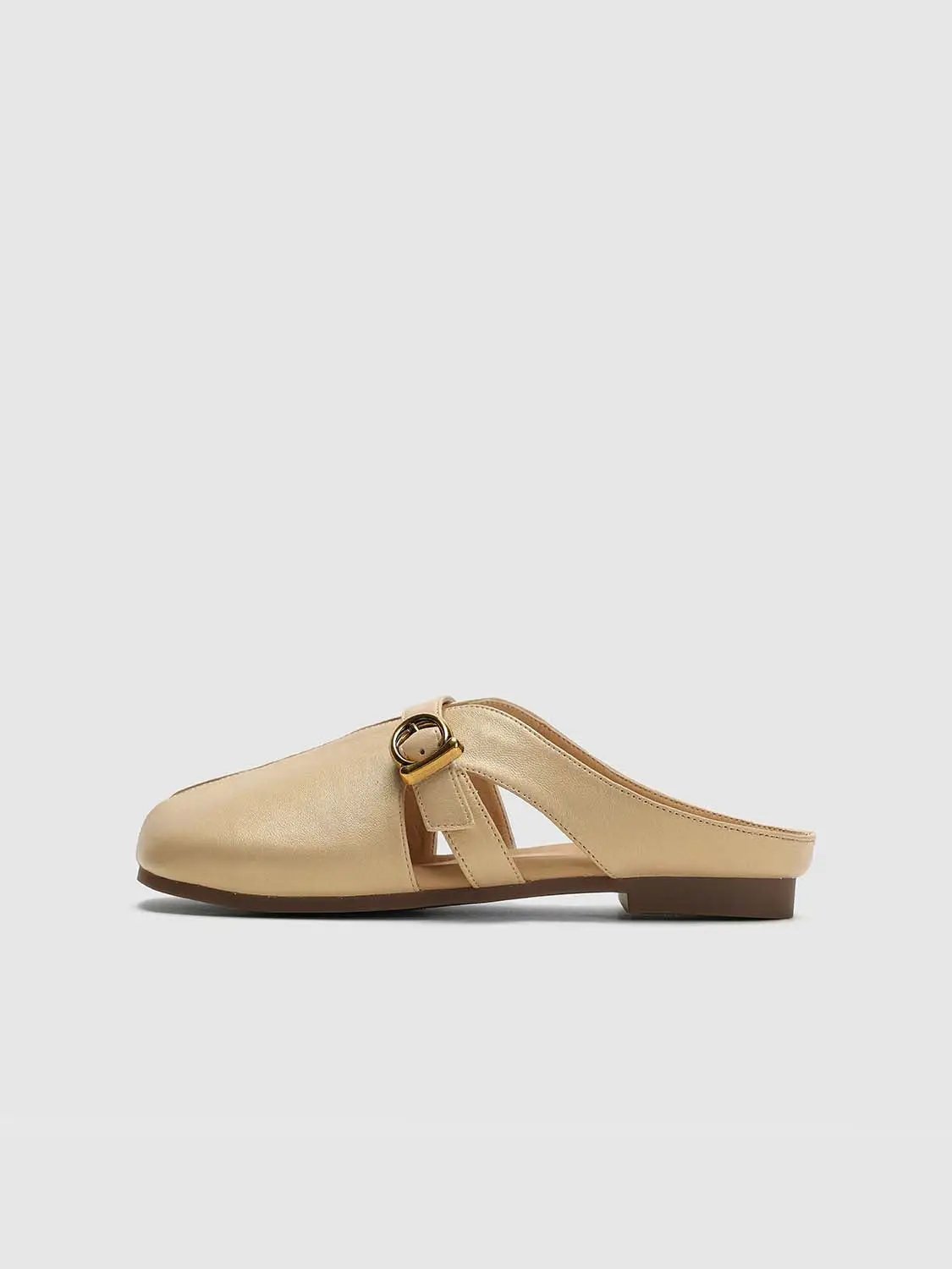 Faux Leather Buckle Strap Open-Toe Mules Slippers