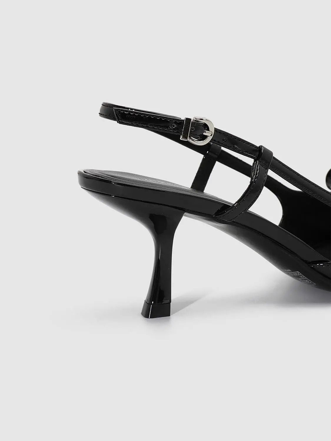 Pointed Toe Slingback Heels With Ankle Strap And Bow
