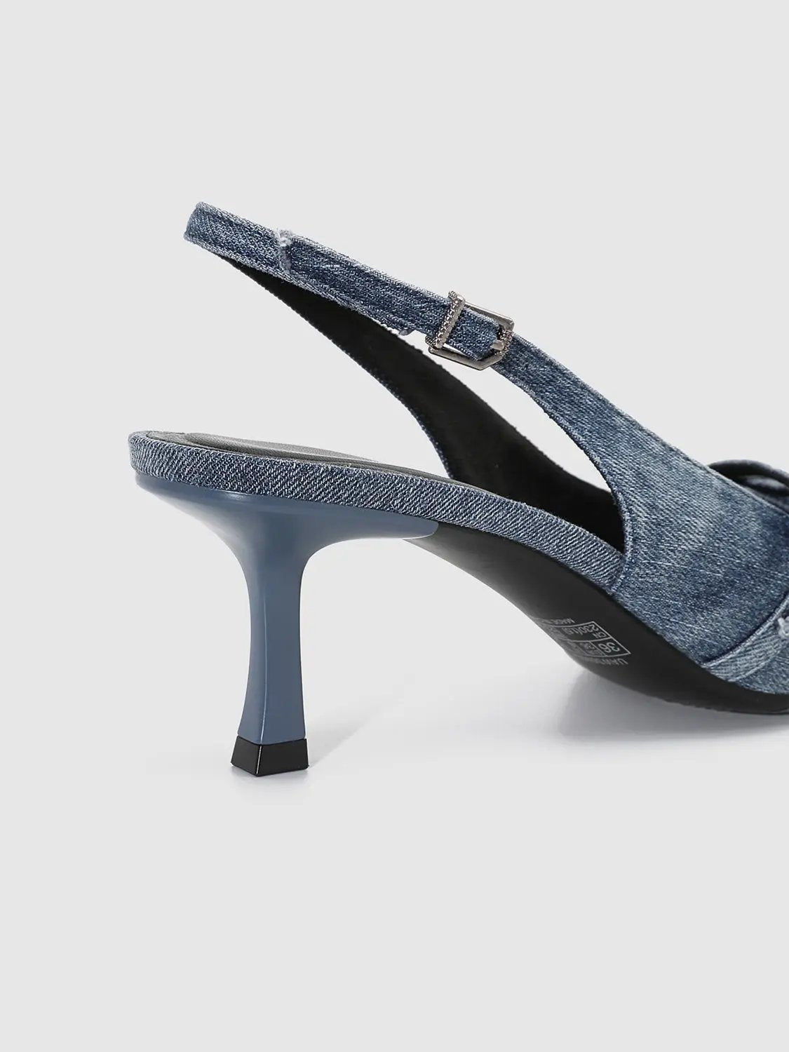 Denim Slingback Buckle Strap Pointed Toe Heels