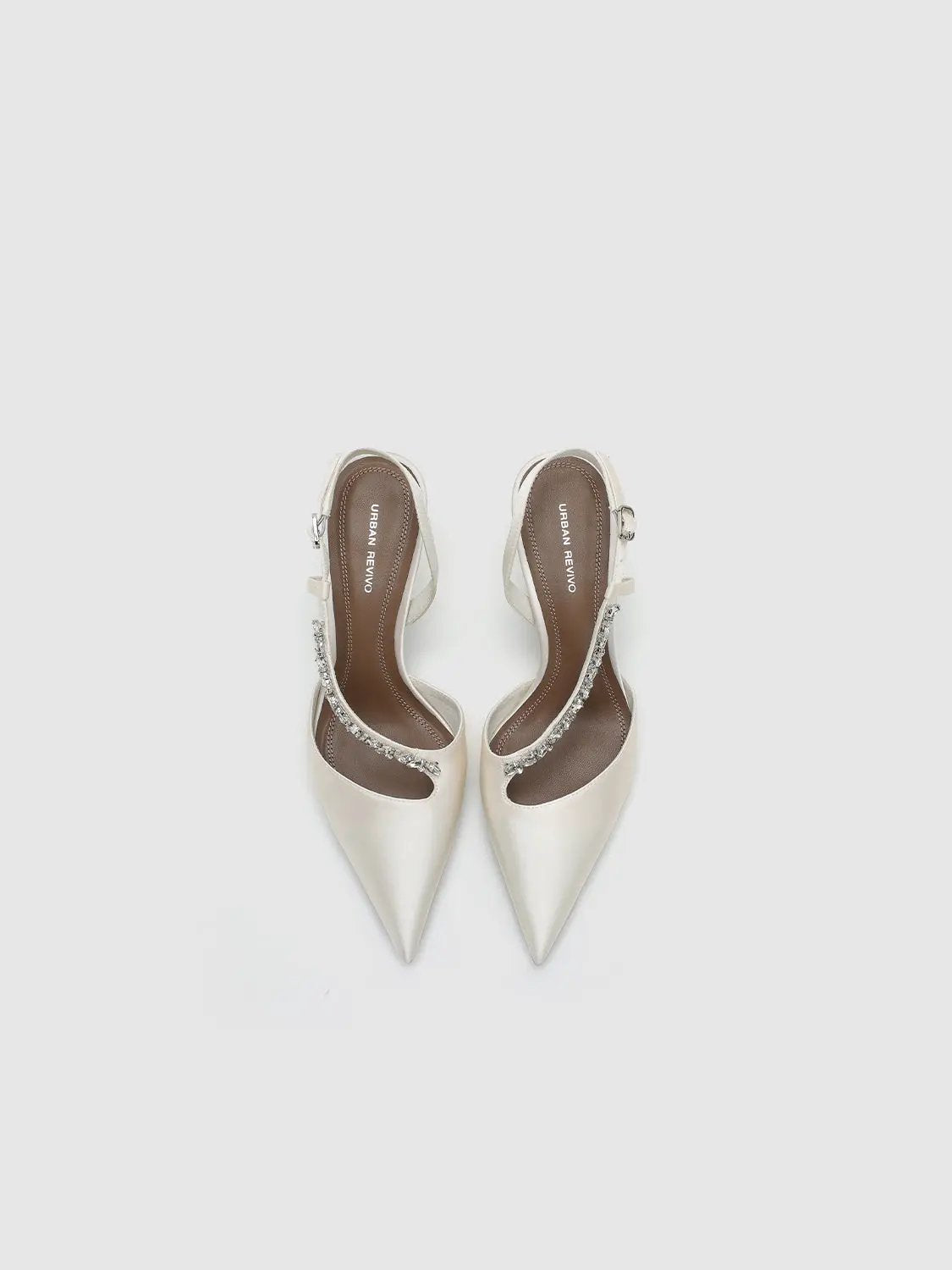 Crystal Embellished Strappy Slingback Pointed Toe Mules