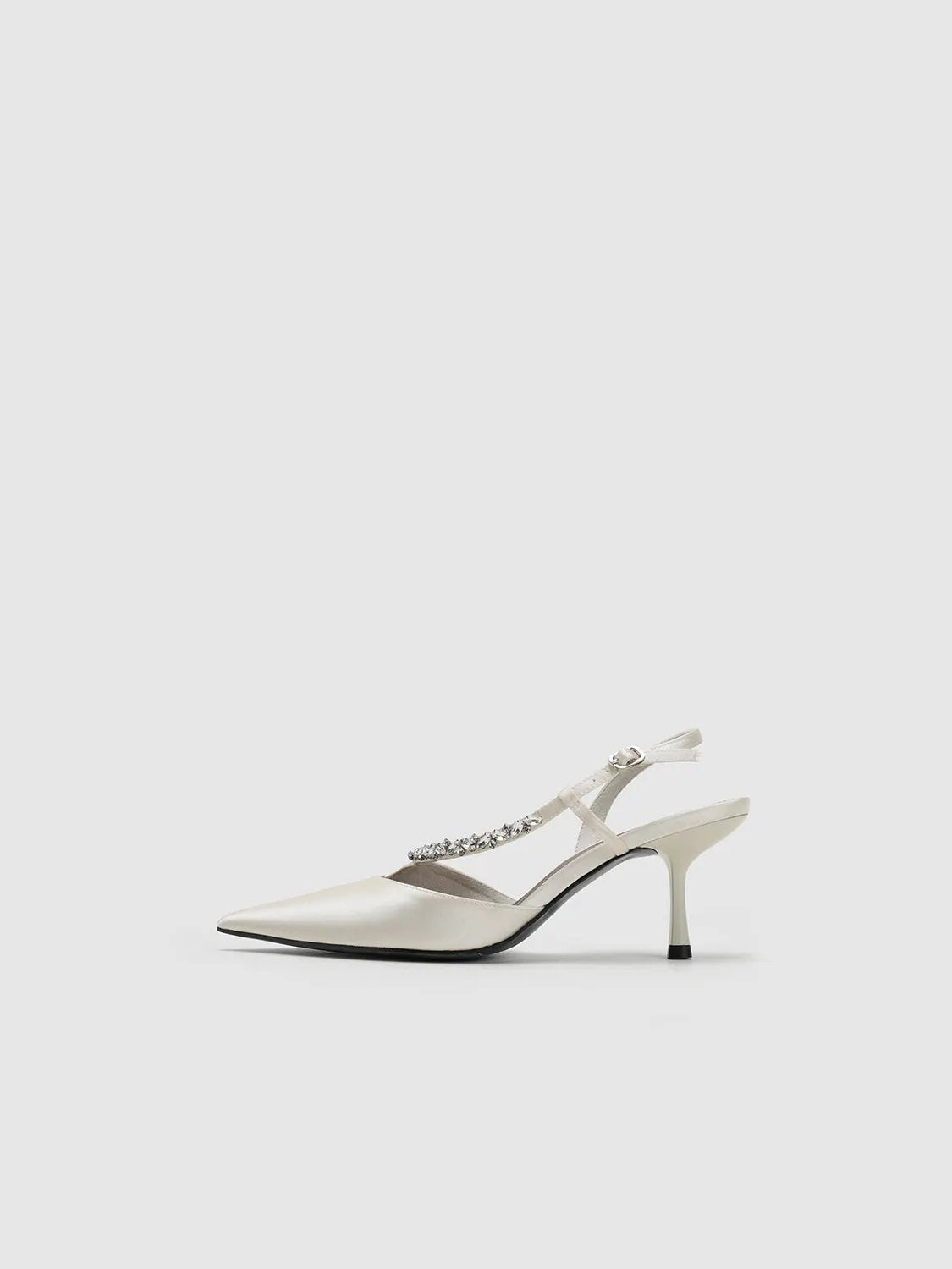 Crystal Embellished Strappy Slingback Pointed Toe Mules