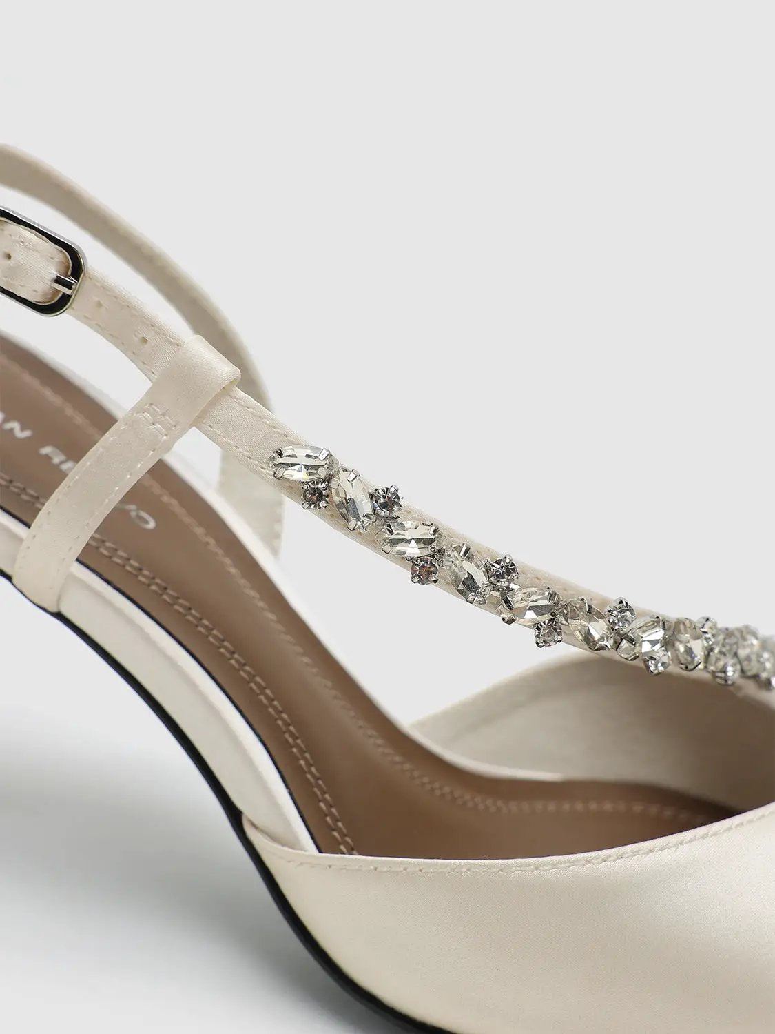 Crystal Embellished Strappy Slingback Pointed Toe Mules
