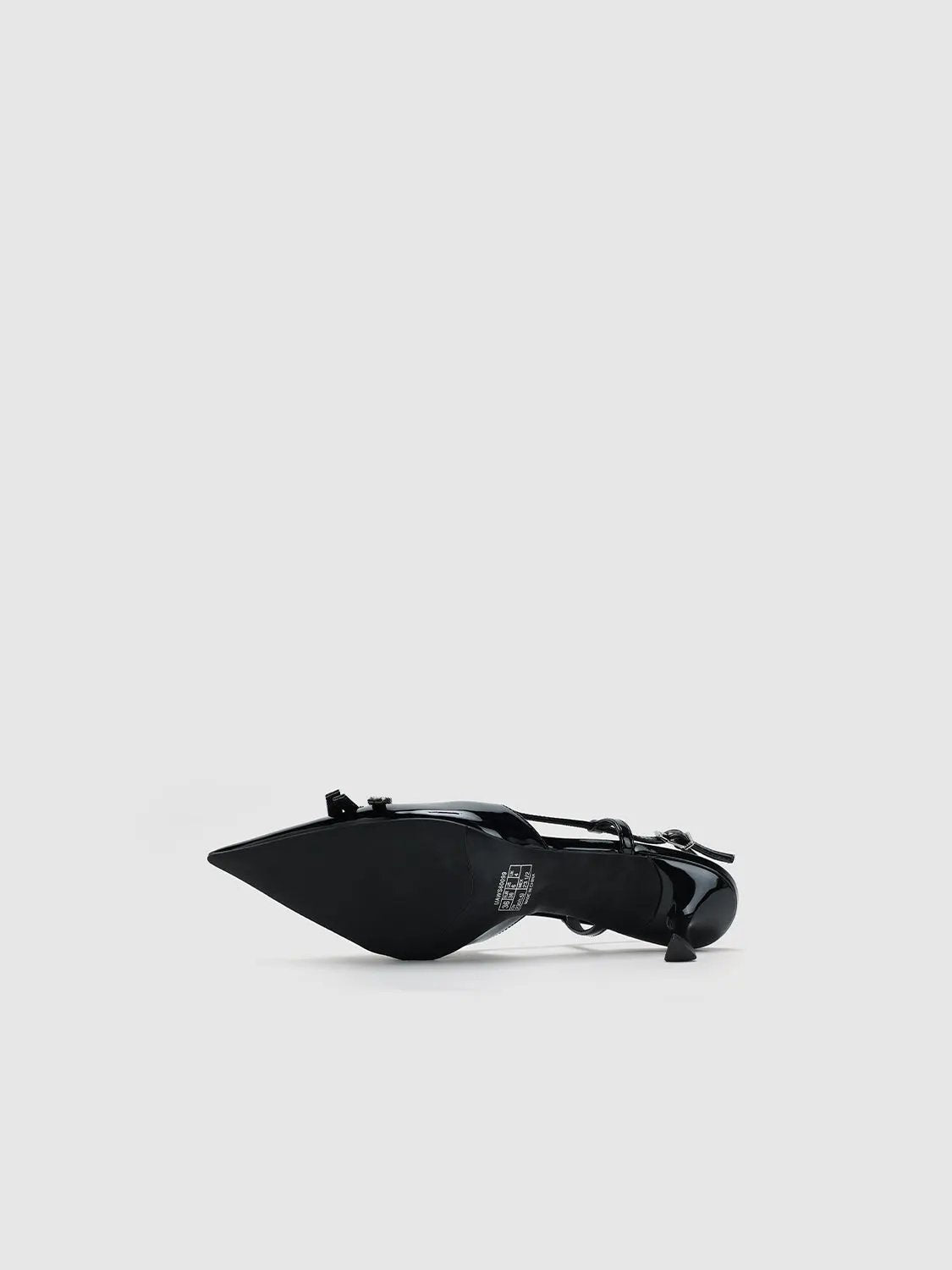 Black Patent Pointed Toe Slingback Kitten Heel Pump