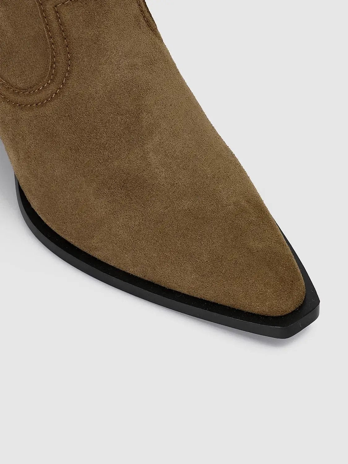 Ruched Mid-Calf Western Pointed Toe Block Heel Boots