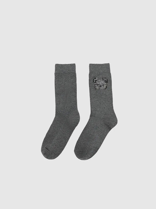 Sequin Square Accent Cotton Polyester Elastane Blend Socks