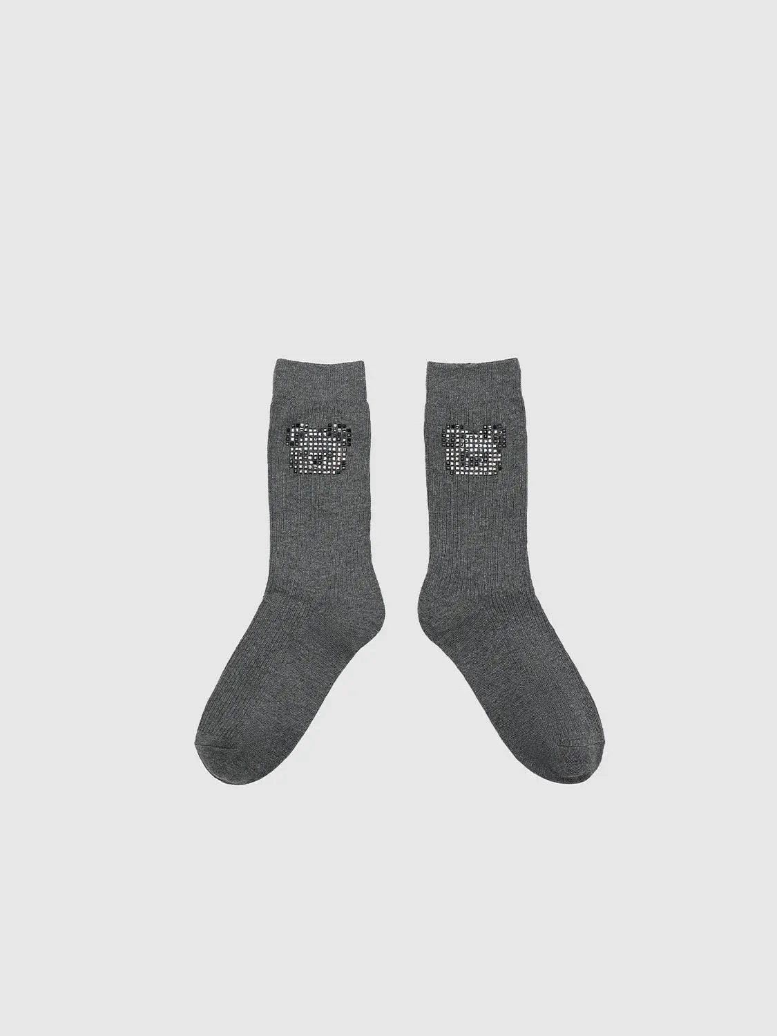 Sequin Square Accent Cotton Polyester Elastane Blend Socks
