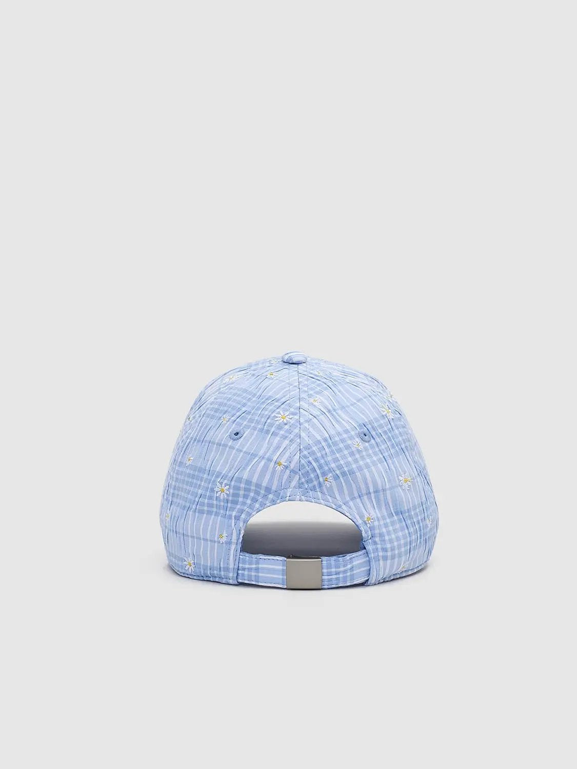 Checkered Daisy Embroidered Cotton-Polyester Baseball Caps