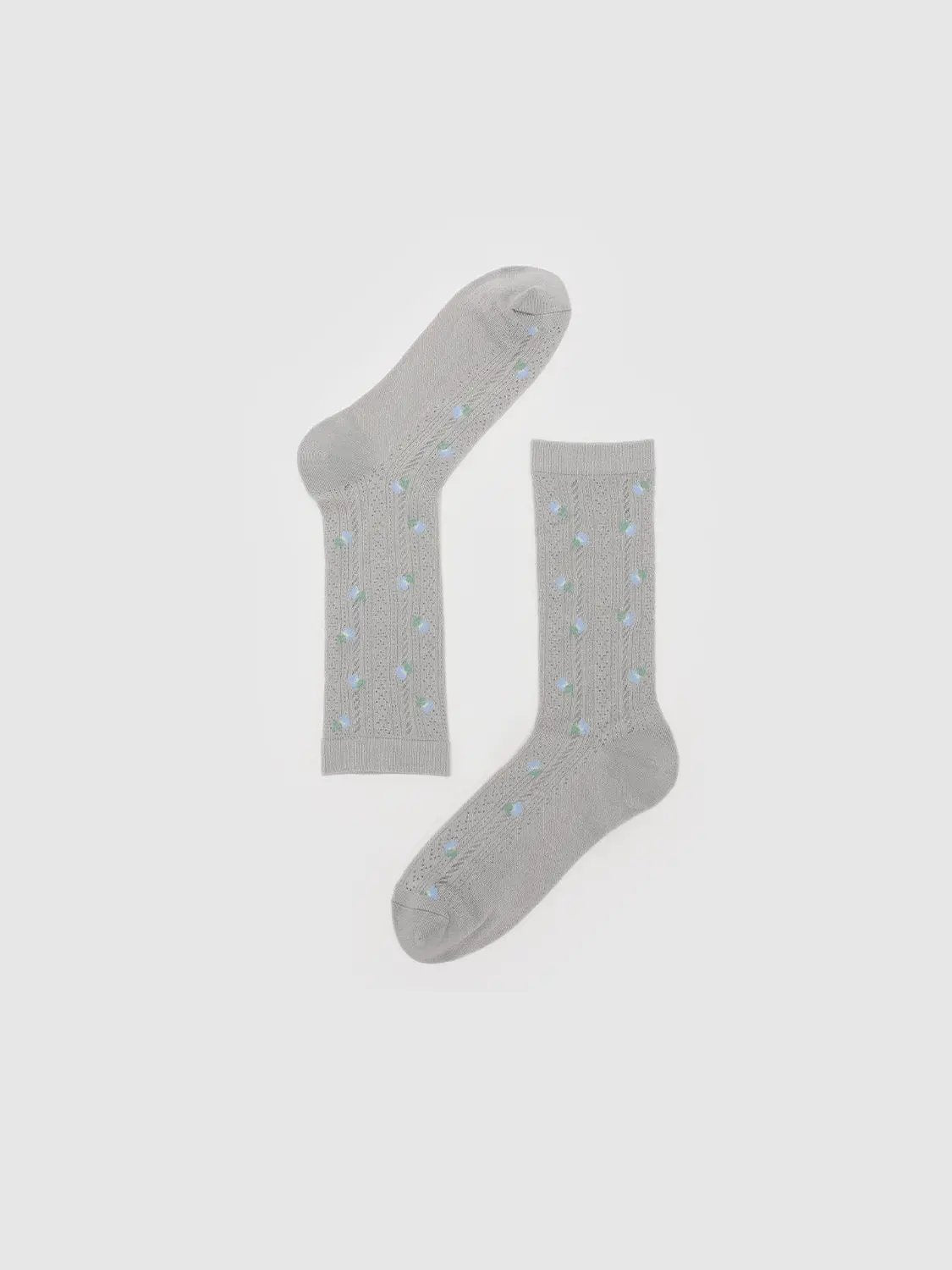 Regular Fit Mesh Floral Pattern Mid Calf Socks