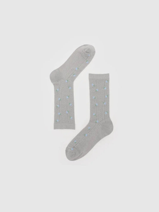 Regular Fit Mesh Floral Pattern Mid Calf Socks