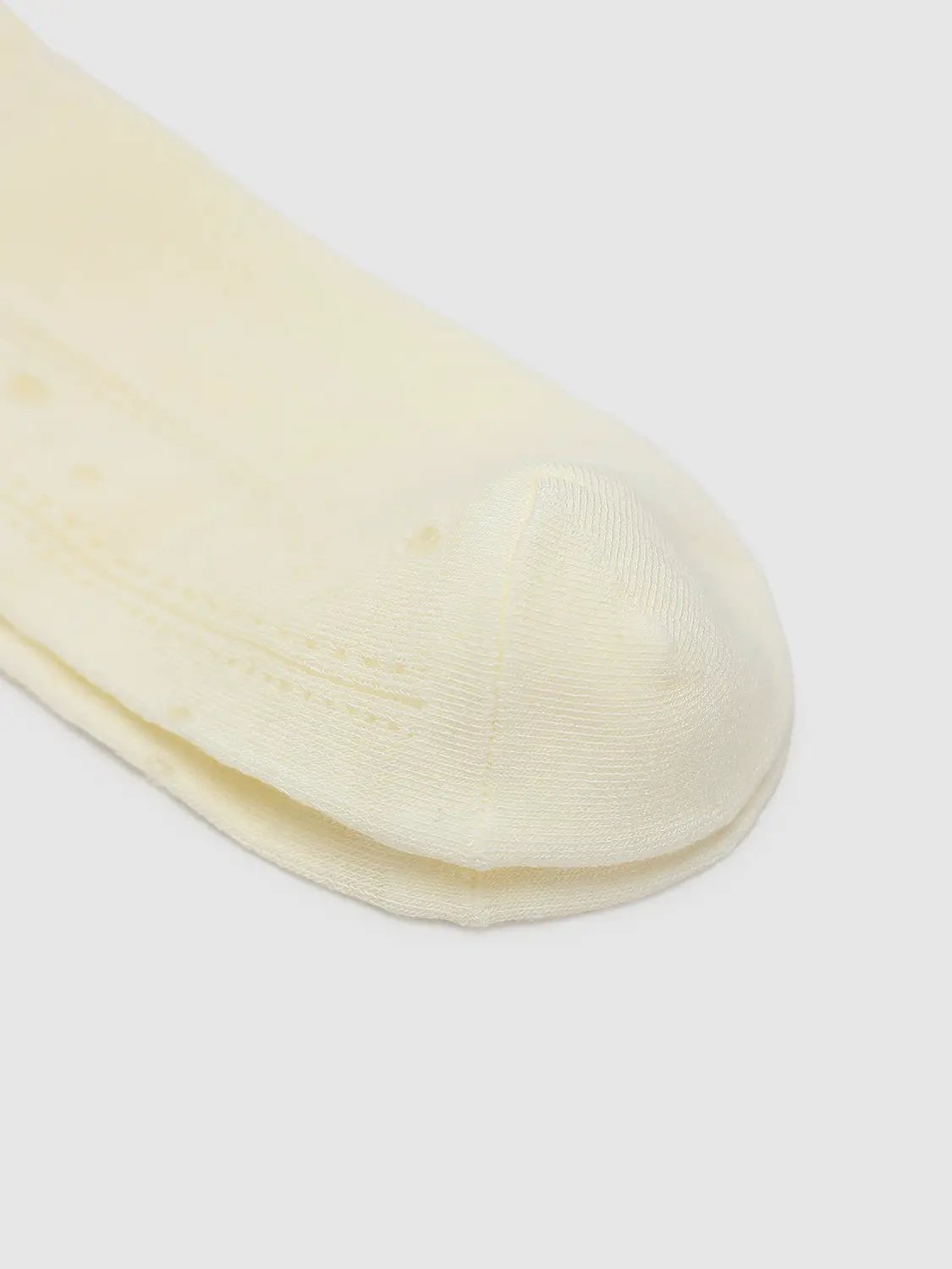Regular Mid-calf Cream Ruffle Cuff Bow Decor Sheer Socks