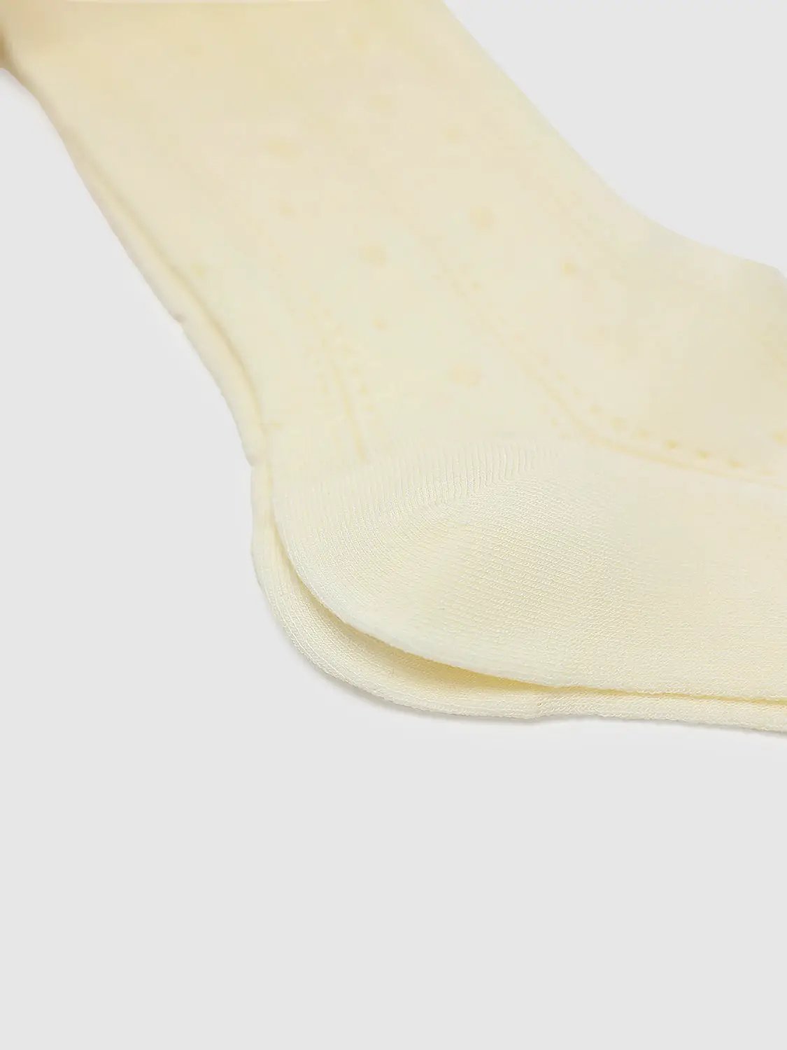 Regular Mid-calf Cream Ruffle Cuff Bow Decor Sheer Socks