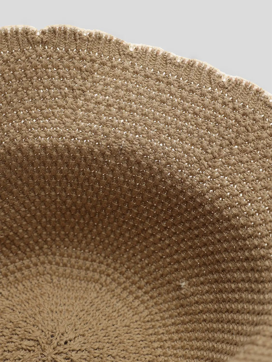 Crocheted Cotton Blend Bucket Hat With Ribbon Details