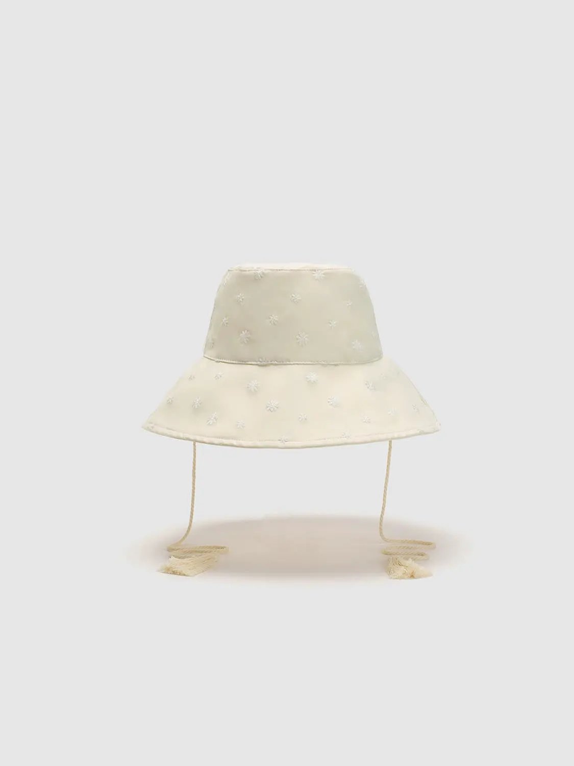 Floral Embroidered Drawstring Bucket Hat