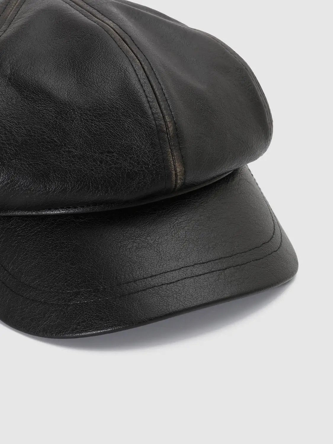 Coated Paneled Short Brim Baker Boy Hat