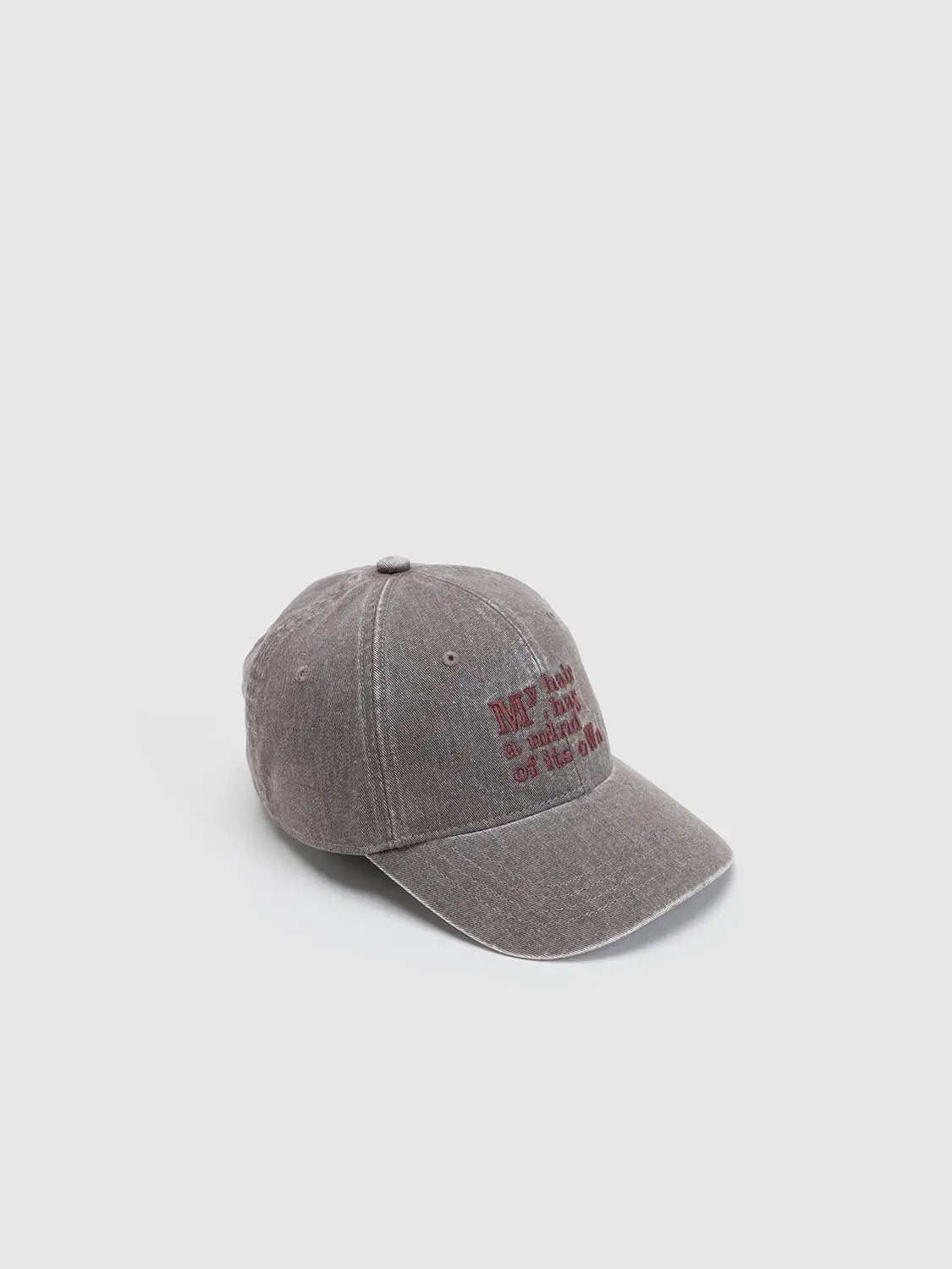 Text Embroidered Washed Cotton Baseball Cap