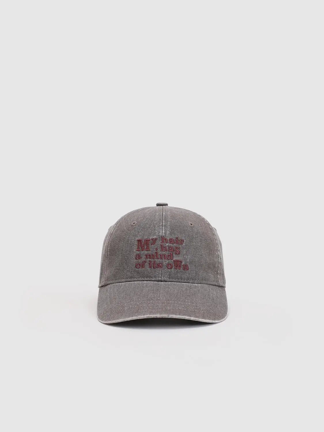 Text Embroidered Washed Cotton Baseball Cap