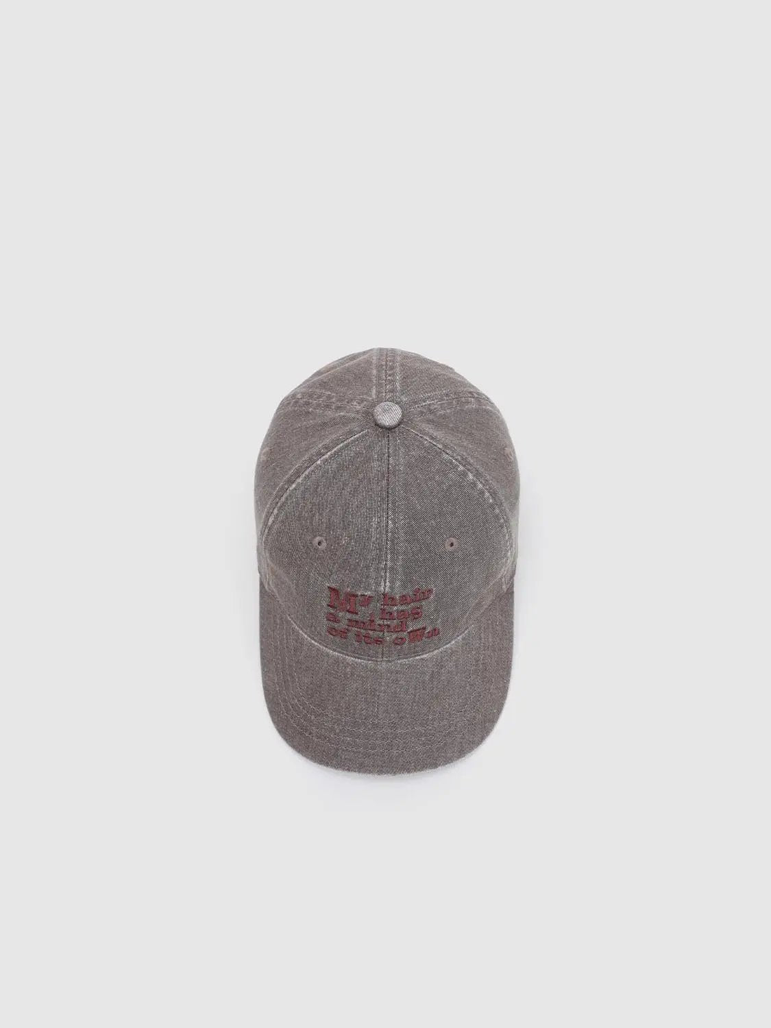 Text Embroidered Washed Cotton Baseball Cap