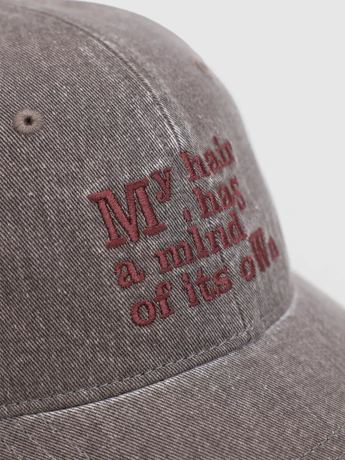 Text Embroidered Washed Cotton Baseball Cap