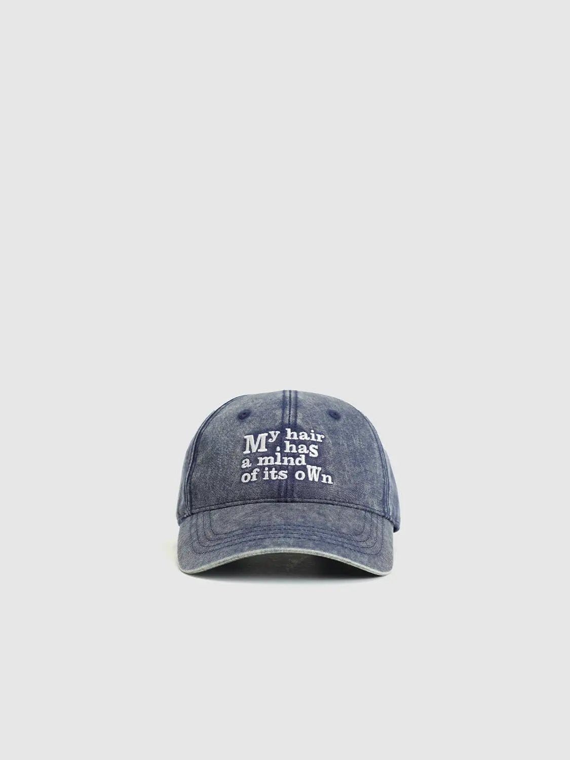 Text Embroidered Washed Cotton Baseball Cap