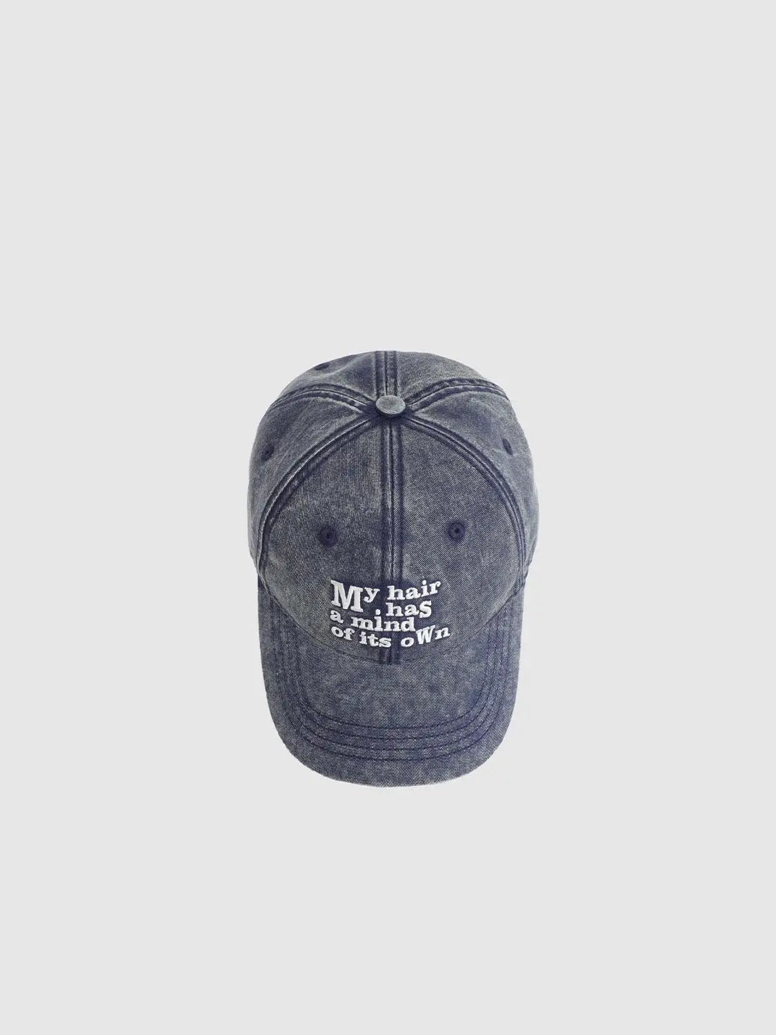 Text Embroidered Washed Cotton Baseball Cap