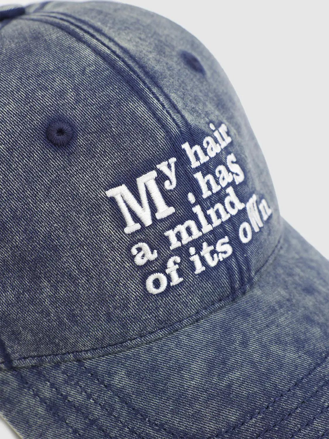 Text Embroidered Washed Cotton Baseball Cap