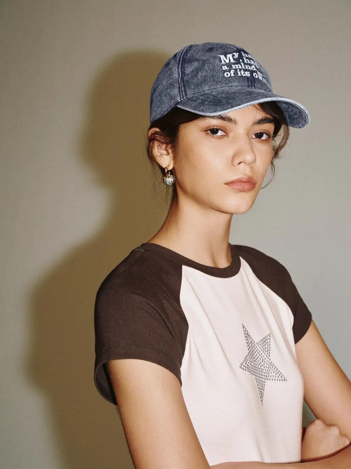 Text Embroidered Washed Cotton Baseball Cap