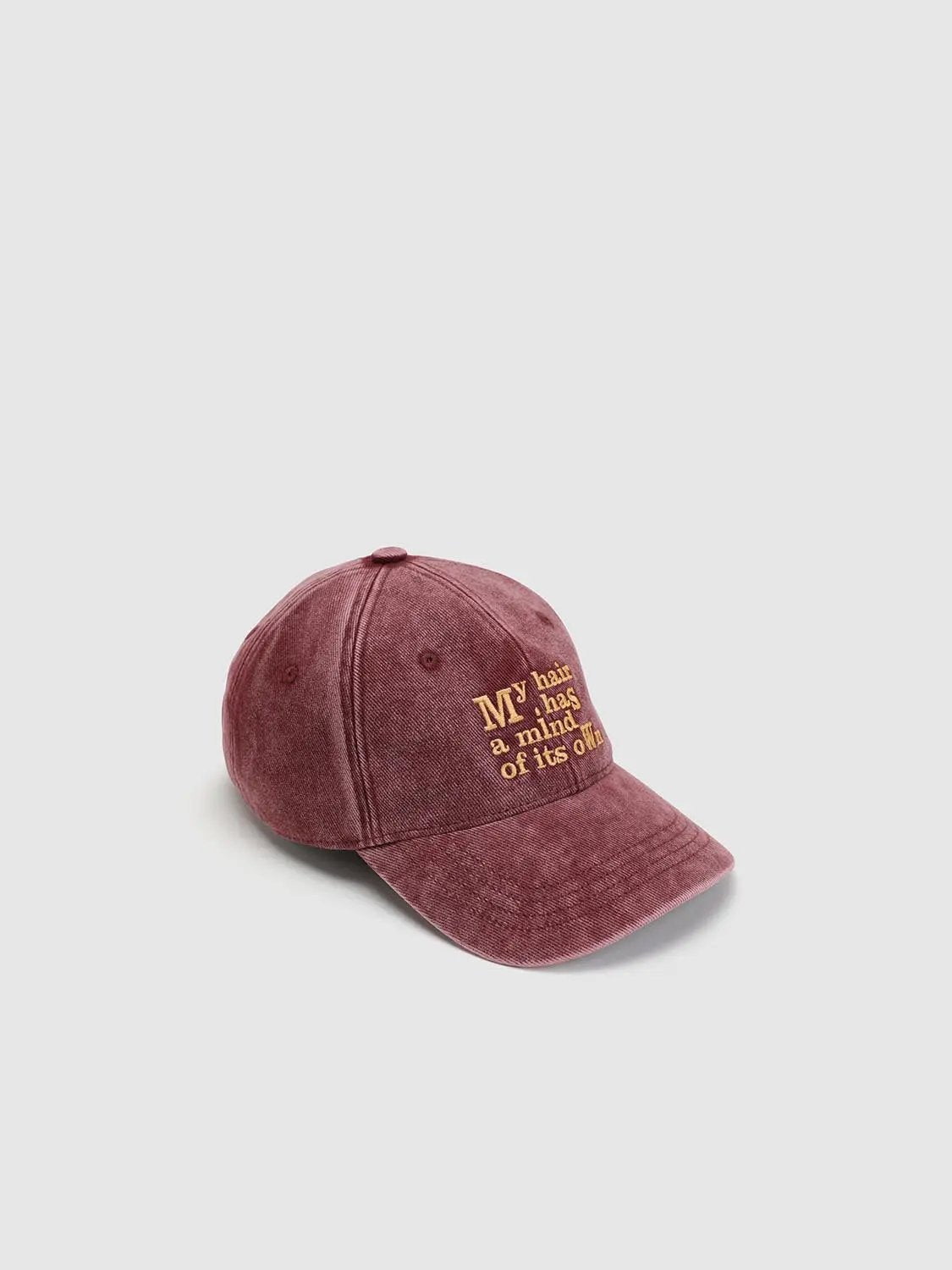 Text Embroidered Washed Cotton Baseball Cap