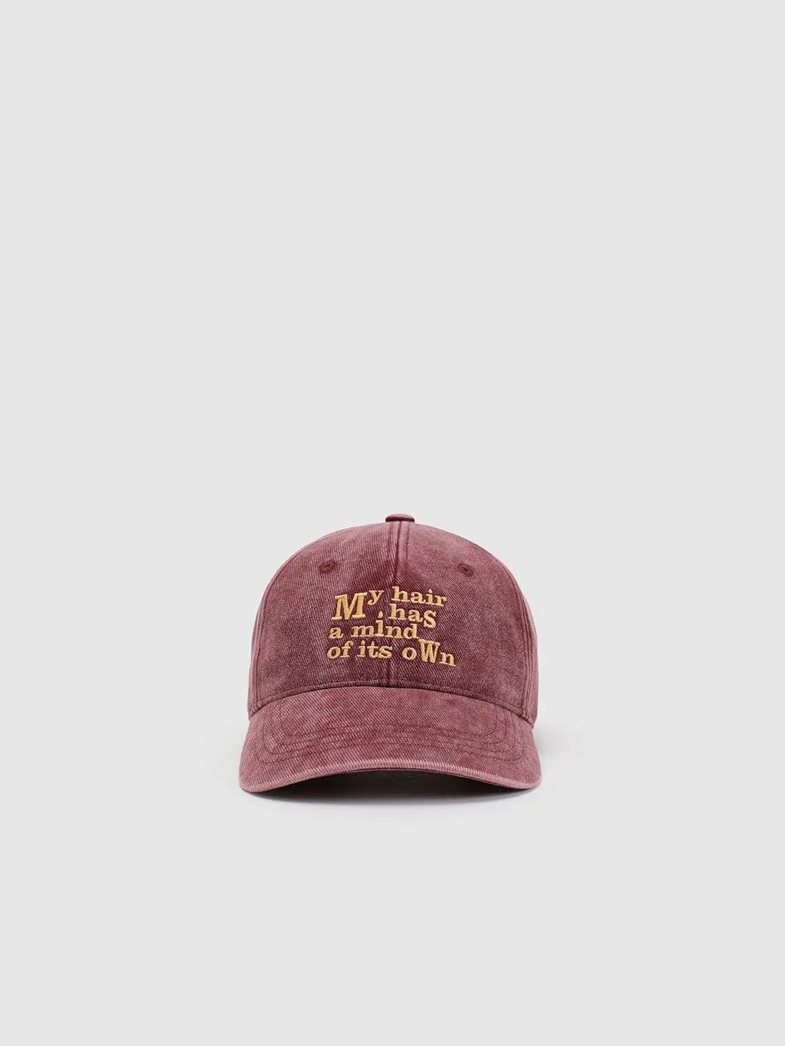 Text Embroidered Washed Cotton Baseball Cap