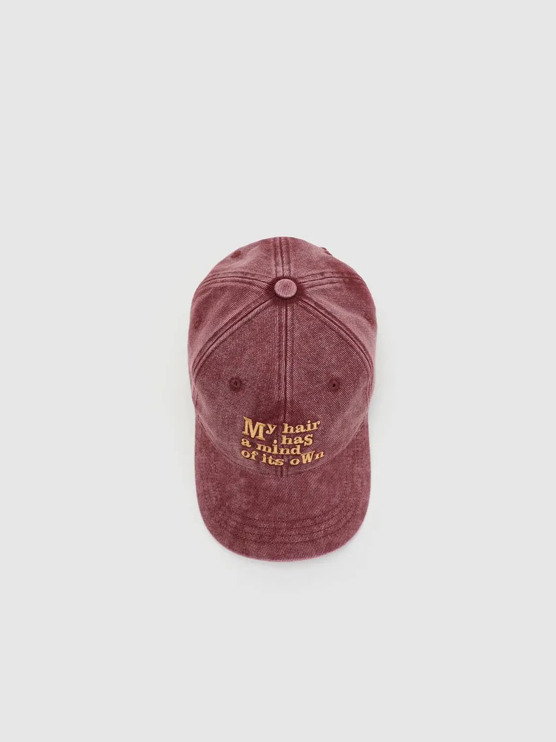 Text Embroidered Washed Cotton Baseball Cap