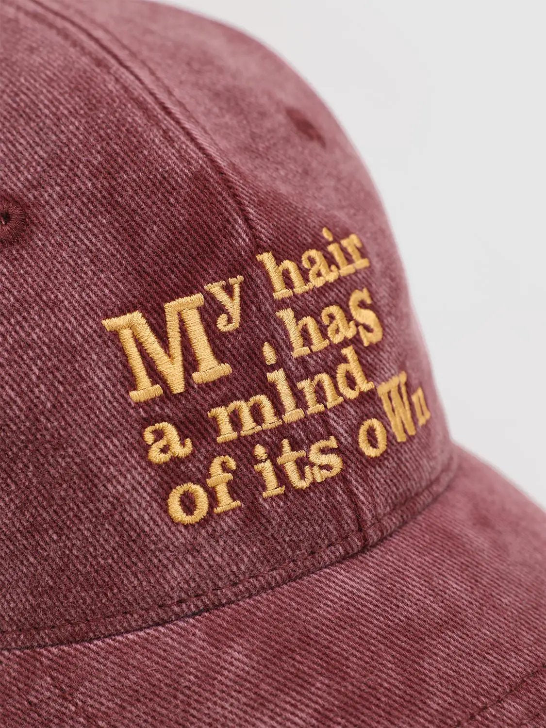 Text Embroidered Washed Cotton Baseball Cap
