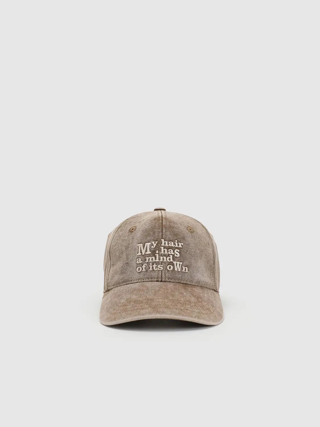Text Embroidered Washed Cotton Baseball Cap