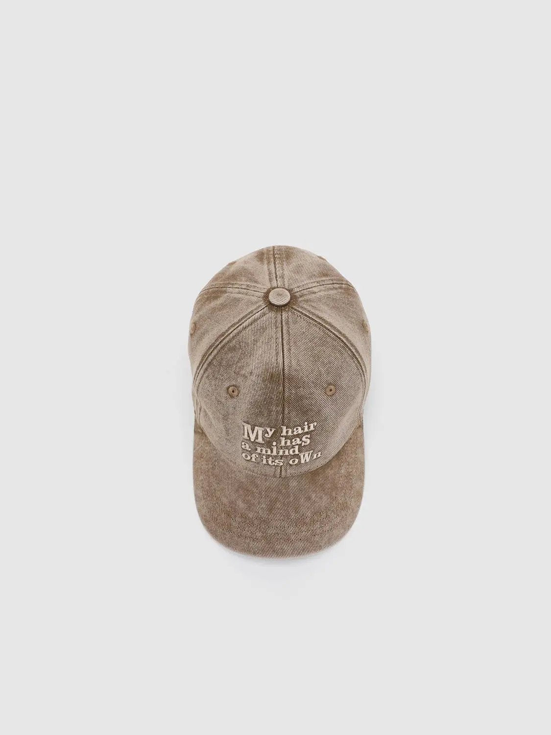Text Embroidered Washed Cotton Baseball Cap
