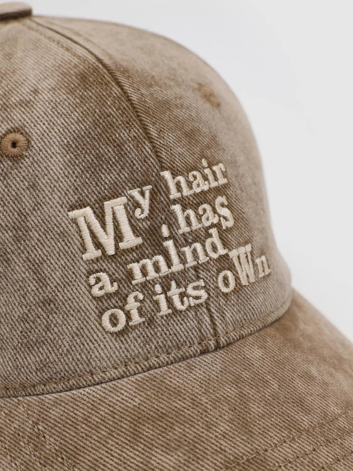 Text Embroidered Washed Cotton Baseball Cap