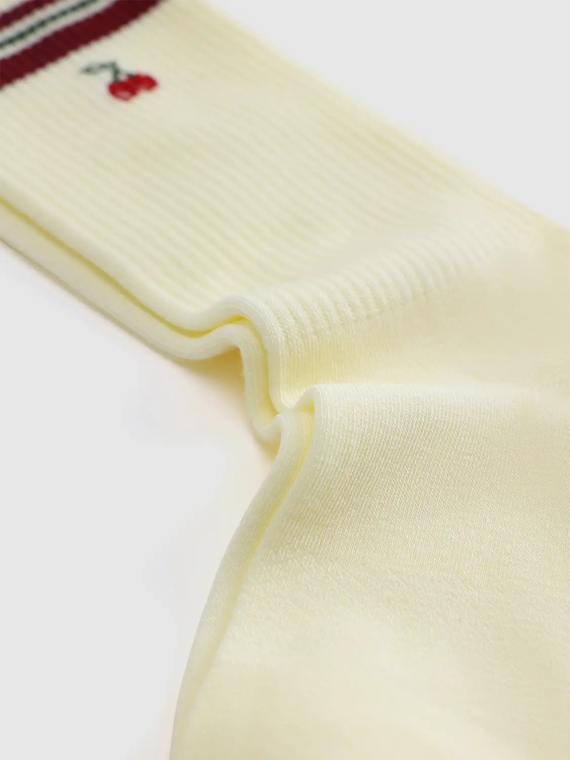 Ribbed Embroidered Striped Crew Length Socks