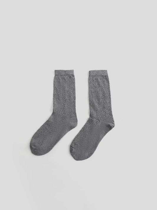 Cable Knit Cotton Blend Socks